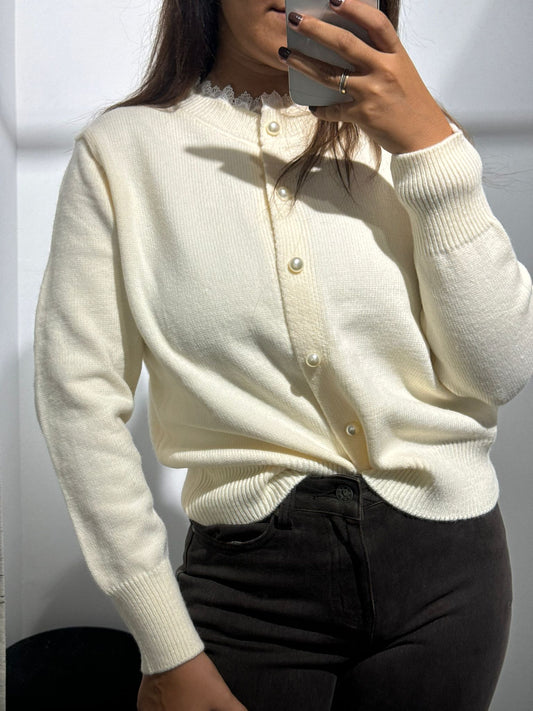 CAMISOLA/CASACO MALHA COM RENDA