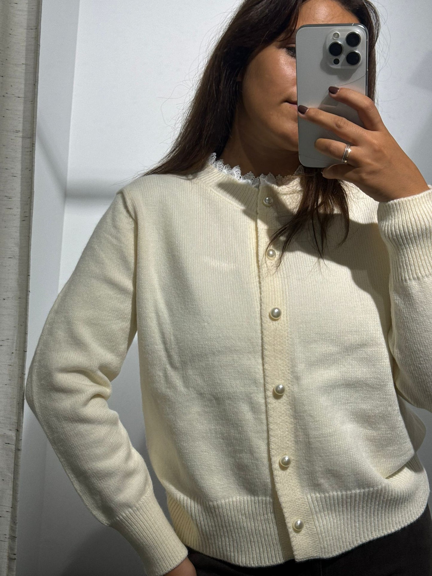 CAMISOLA/CASACO MALHA COM RENDA